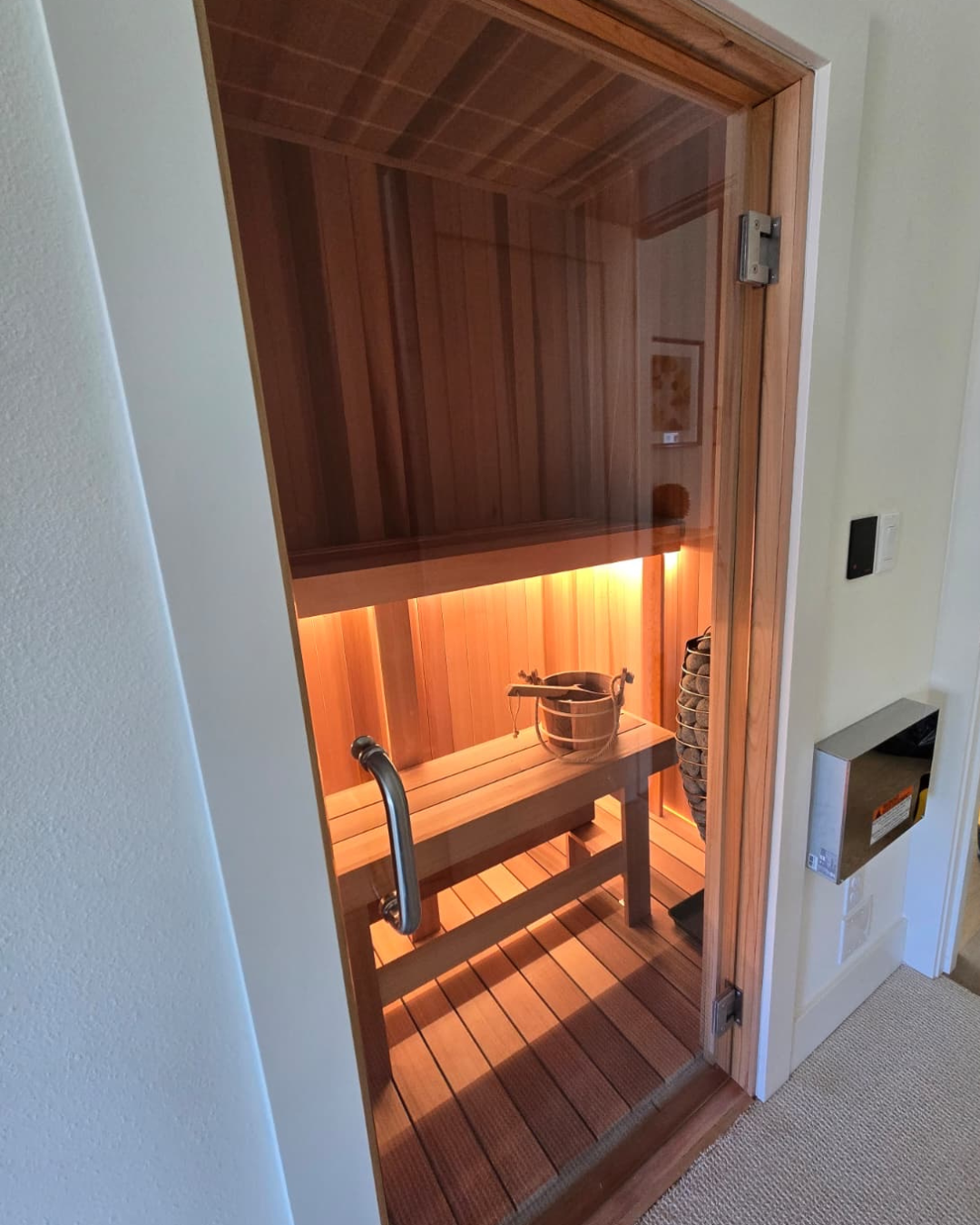 Luxurious Custom Finnish Sauna Built in an Existing Closet in a Bellevue Home