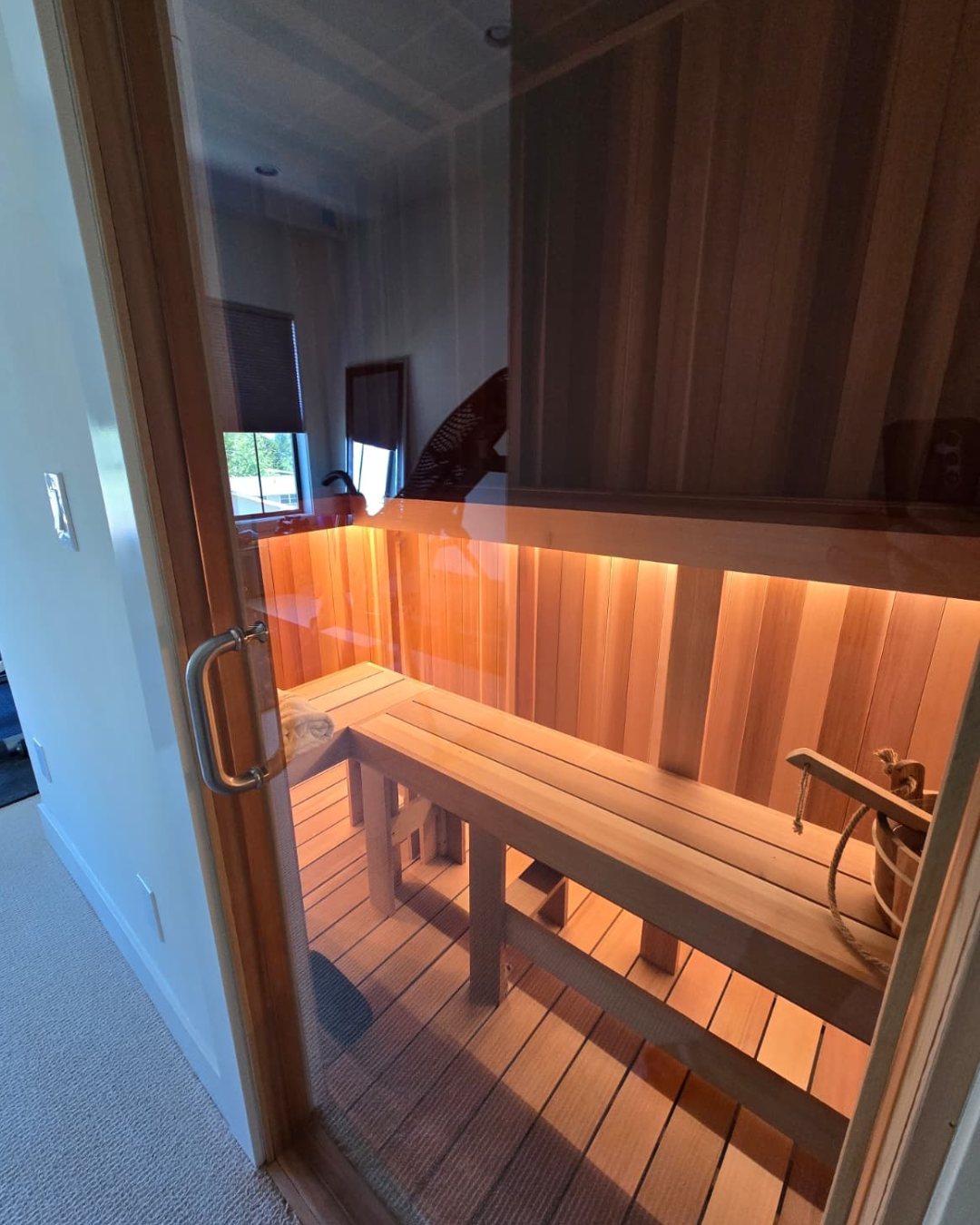 Luxurious Custom Finnish Sauna Built in an Existing Closet in a Bellevue Home