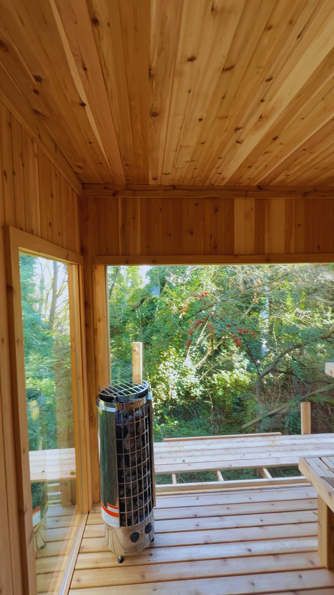 Cedar Sauna with Pillar Heater for a Spa Retreat Airbnb near Downtown Seattle